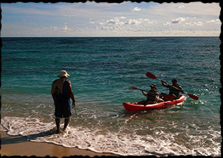 Kayak beach landing