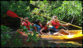 Family kayak tour